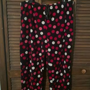 Fuzzy polka dot sleep pants